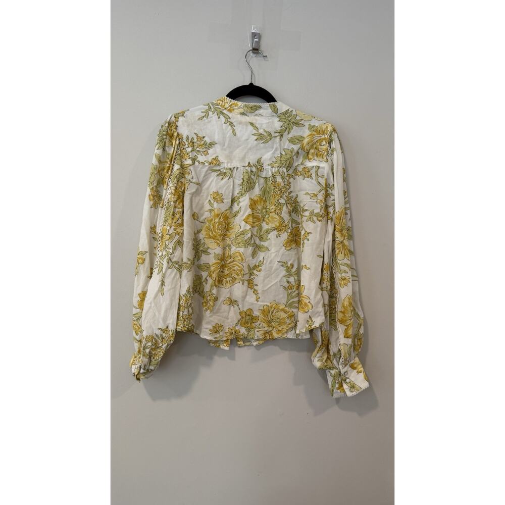 Anthropologie Floral Romantic Ruffle Pintuck Blouse Top Size Medium 3039 - Picture 8 of 14